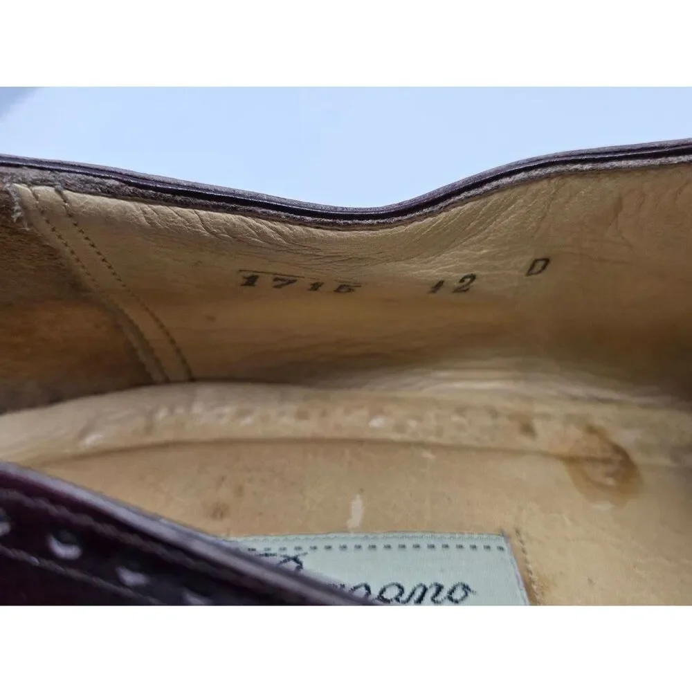 BRAGANO COLE HAAN CORDOVAN BROGUE CAPTOE OXFORD DRESS SHOES MENS SIZE 12 D ITALY